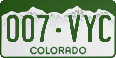 CO license plate 007VYC