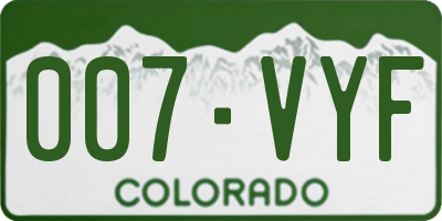 CO license plate 007VYF