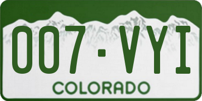 CO license plate 007VYI