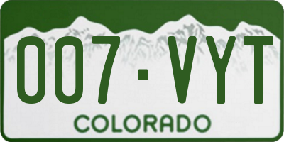 CO license plate 007VYT