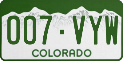CO license plate 007VYW