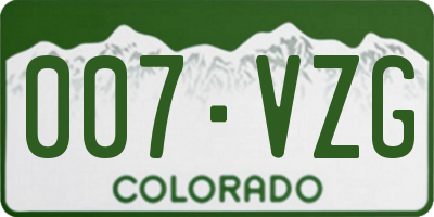 CO license plate 007VZG