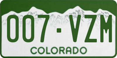 CO license plate 007VZM
