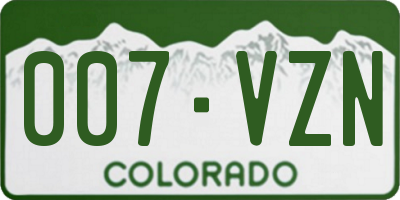 CO license plate 007VZN