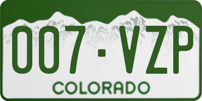 CO license plate 007VZP