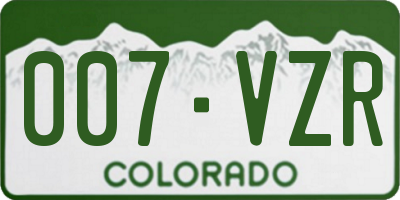 CO license plate 007VZR