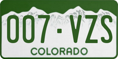 CO license plate 007VZS