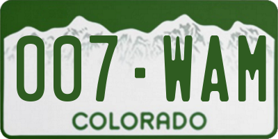 CO license plate 007WAM