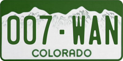 CO license plate 007WAN