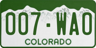 CO license plate 007WAO