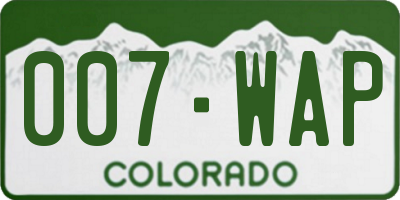 CO license plate 007WAP