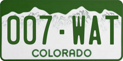 CO license plate 007WAT