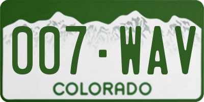 CO license plate 007WAV