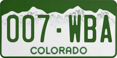 CO license plate 007WBA