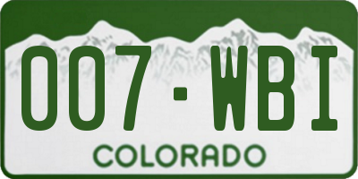 CO license plate 007WBI