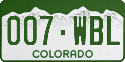 CO license plate 007WBL