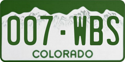 CO license plate 007WBS