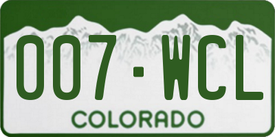 CO license plate 007WCL