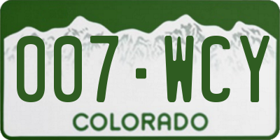 CO license plate 007WCY