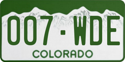 CO license plate 007WDE