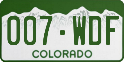 CO license plate 007WDF