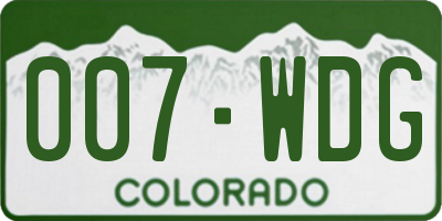 CO license plate 007WDG