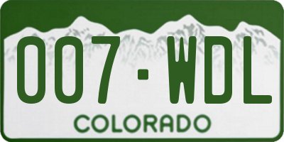 CO license plate 007WDL