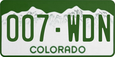 CO license plate 007WDN