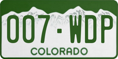 CO license plate 007WDP