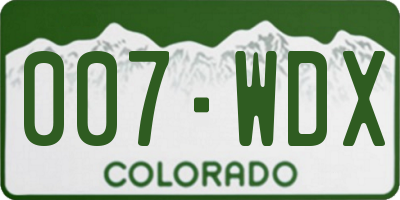 CO license plate 007WDX