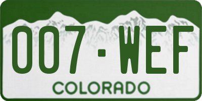 CO license plate 007WEF