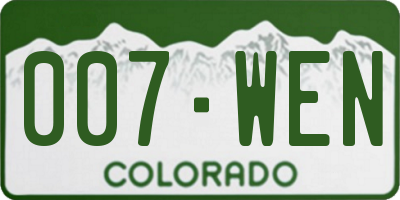 CO license plate 007WEN