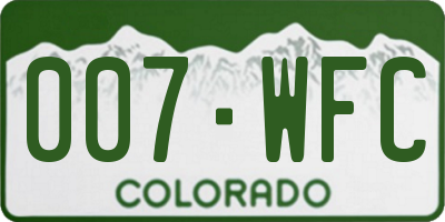 CO license plate 007WFC
