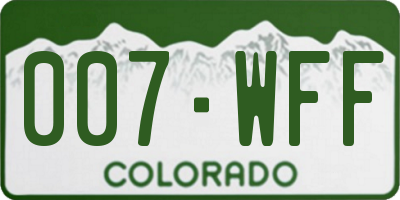 CO license plate 007WFF