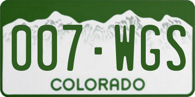 CO license plate 007WGS