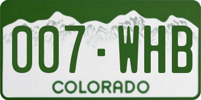 CO license plate 007WHB
