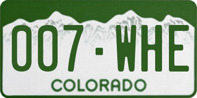 CO license plate 007WHE