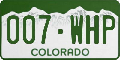 CO license plate 007WHP