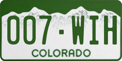 CO license plate 007WIH