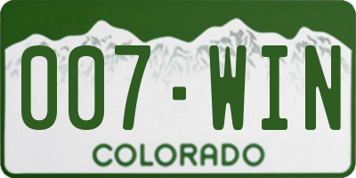 CO license plate 007WIN