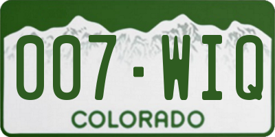 CO license plate 007WIQ