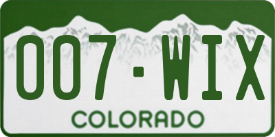 CO license plate 007WIX