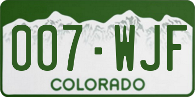 CO license plate 007WJF