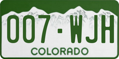 CO license plate 007WJH