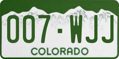 CO license plate 007WJJ