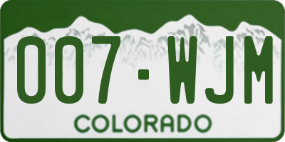 CO license plate 007WJM