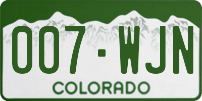 CO license plate 007WJN