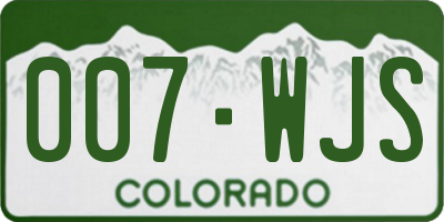 CO license plate 007WJS