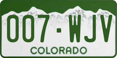CO license plate 007WJV