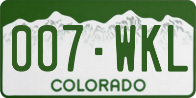 CO license plate 007WKL